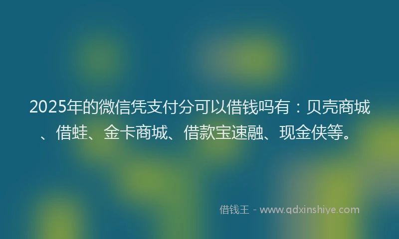 2025年的微信凭支付分可以借钱吗有：贝壳商城、借蛙、金卡商城、借款宝速融、现金侠等。