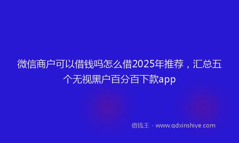 微信商户可以借钱吗怎么借2025年推荐，汇总五个无视黑户百分百下款app