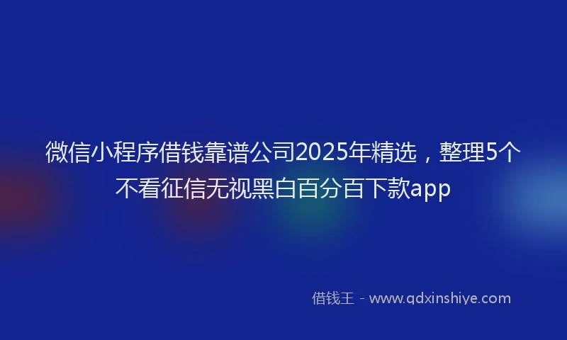 微信小程序借钱靠谱公司2025年精选，整理5个不看征信无视黑白百分百下款app