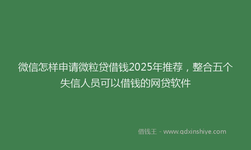 微信怎样申请微粒贷借钱2025年推荐，整合五个失信人员可以借钱的网贷软件