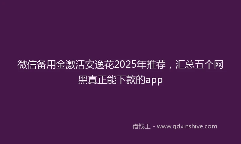 微信备用金激活安逸花2025年推荐，汇总五个网黑真正能下款的app