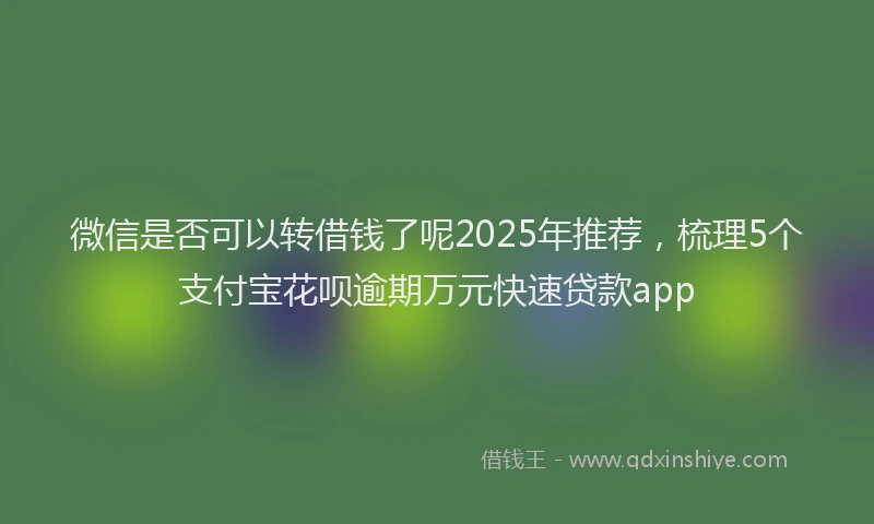 微信是否可以转借钱了呢2025年推荐，梳理5个支付宝花呗逾期万元快速贷款app