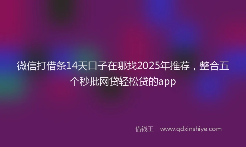 微信打借条14天口子在哪找2025年推荐，整合五个秒批网贷轻松贷的app