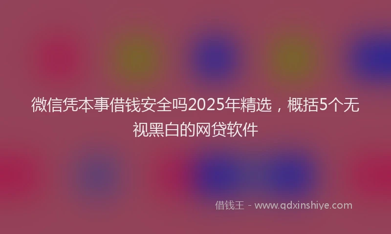 微信凭本事借钱安全吗2025年精选，概括5个无视黑白的网贷软件