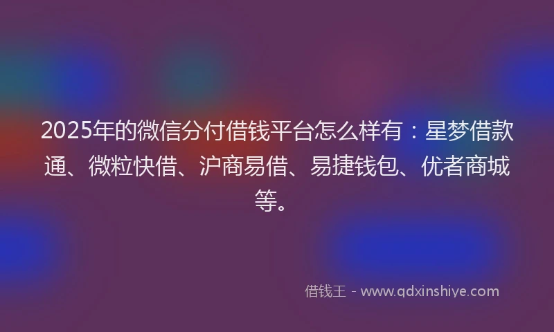 2025年的微信分付借钱平台怎么样有：星梦借款通、微粒快借、沪商易借、易捷钱包、优者商城等。