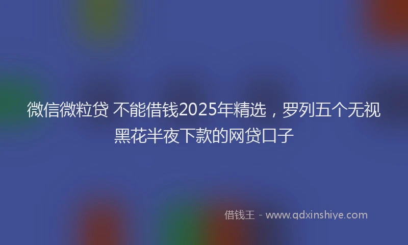 微信微粒贷 不能借钱2025年精选，罗列五个无视黑花半夜下款的网贷口子
