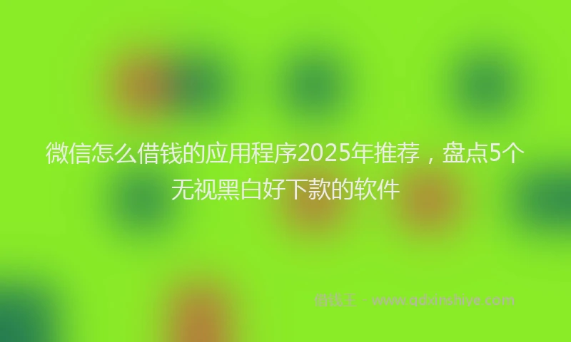 微信怎么借钱的应用程序2025年推荐，盘点5个无视黑白好下款的软件