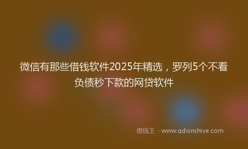 微信有那些借钱软件2025年精选，罗列5个不看负债秒下款的网贷软件