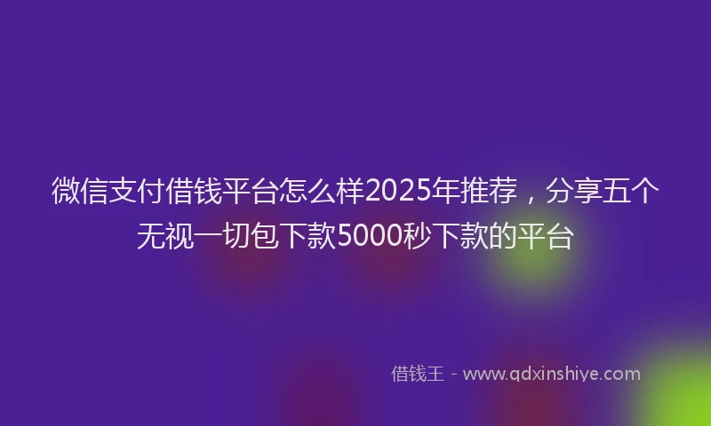 微信支付借钱平台怎么样2025年推荐，分享五个无视一切包下款5000秒下款的平台