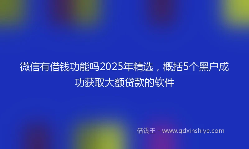 微信有借钱功能吗2025年精选，概括5个黑户成功获取大额贷款的软件