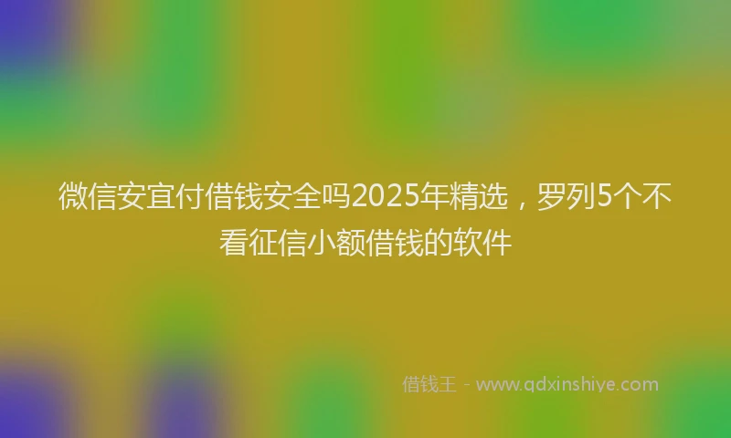微信安宜付借钱安全吗2025年精选，罗列5个不看征信小额借钱的软件
