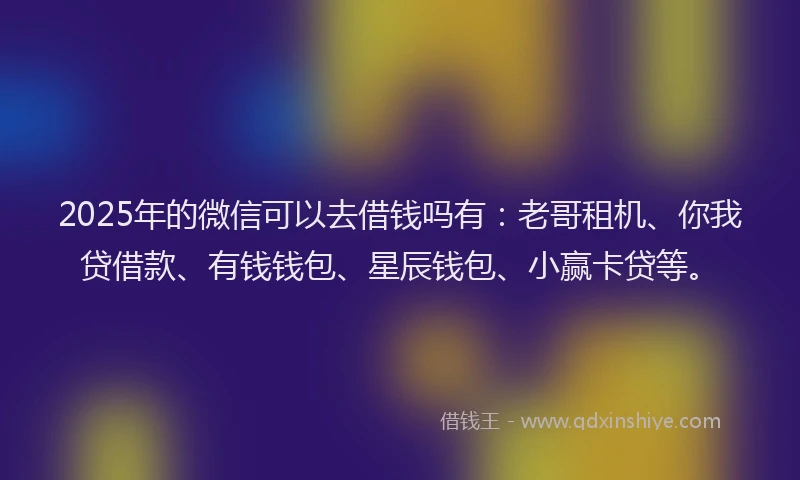 2025年的微信可以去借钱吗有：老哥租机、你我贷借款、有钱钱包、星辰钱包、小赢卡贷等。