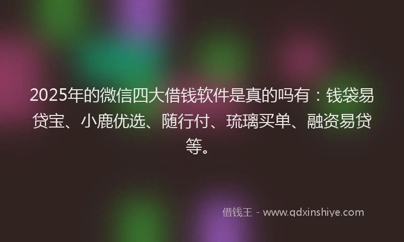 2025年的微信四大借钱软件是真的吗有：钱袋易贷宝、小鹿优选、随行付、琉璃买单、融资易贷等。