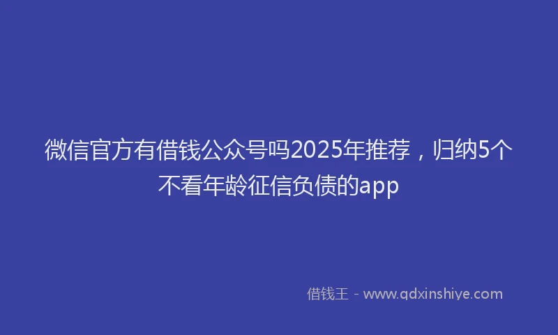 微信官方有借钱公众号吗2025年推荐，归纳5个不看年龄征信负债的app