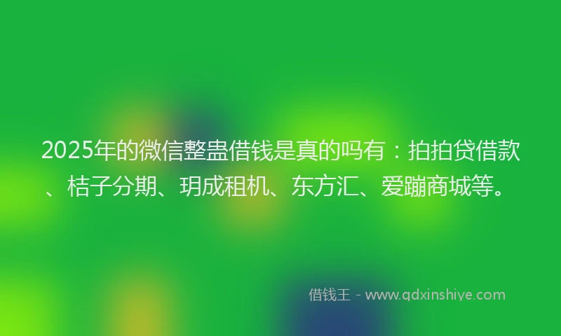 2025年的微信整蛊借钱是真的吗有：拍拍贷借款、桔子分期、玥成租机、东方汇、爱蹦商城等。