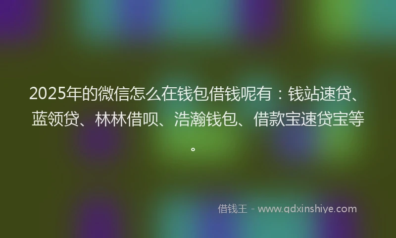 2025年的微信怎么在钱包借钱呢有：钱站速贷、蓝领贷、林林借呗、浩瀚钱包、借款宝速贷宝等。