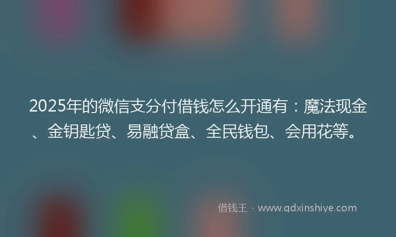 2025年的微信支分付借钱怎么开通有：魔法现金、金钥匙贷、易融贷盒、全民钱包、会用花等。