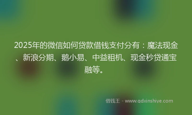2025年的微信如何贷款借钱支付分有：魔法现金、新浪分期、鹅小易、中益租机、现金秒贷通宝融等。