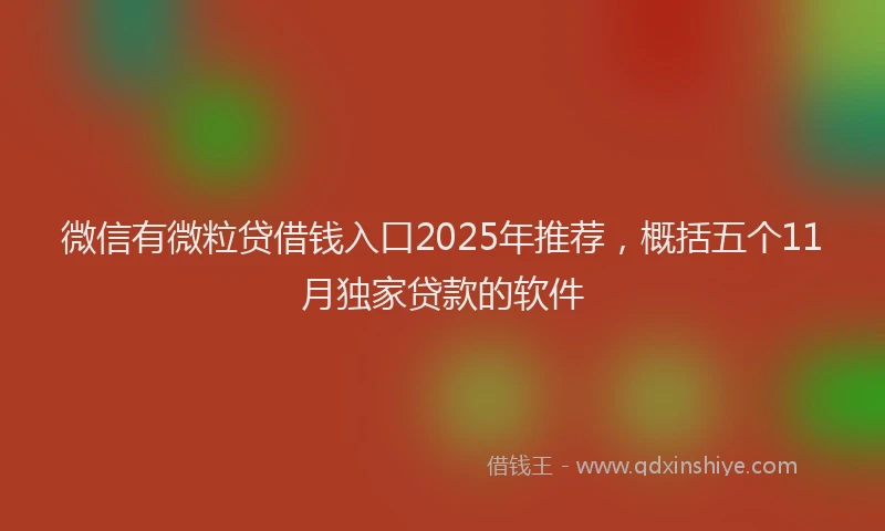 微信有微粒贷借钱入口2025年推荐，概括五个11月独家贷款的软件