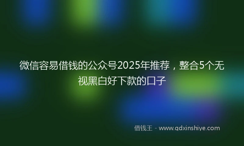 微信容易借钱的公众号2025年推荐，整合5个无视黑白好下款的口子