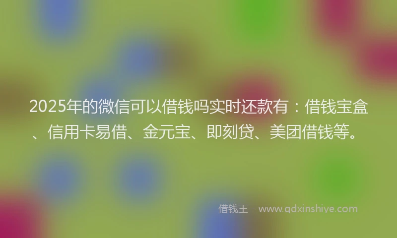 2025年的微信可以借钱吗实时还款有：借钱宝盒、信用卡易借、金元宝、即刻贷、美团借钱等。