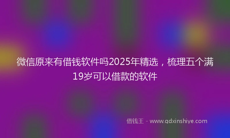 微信原来有借钱软件吗2025年精选，梳理五个满19岁可以借款的软件