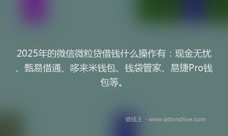 2025年的微信微粒贷借钱什么操作有：现金无忧、甄易借通、哆来米钱包、钱袋管家、易捷Pro钱包等。