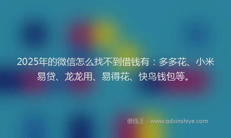 2025年的微信怎么找不到借钱有：多多花、小米易贷、龙龙用、易得花、快鸟钱包等。