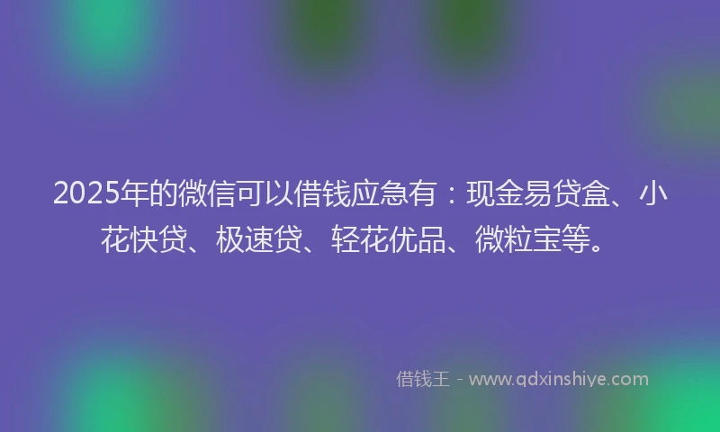 2025年的微信可以借钱应急有：现金易贷盒、小花快贷、极速贷、轻花优品、微粒宝等。