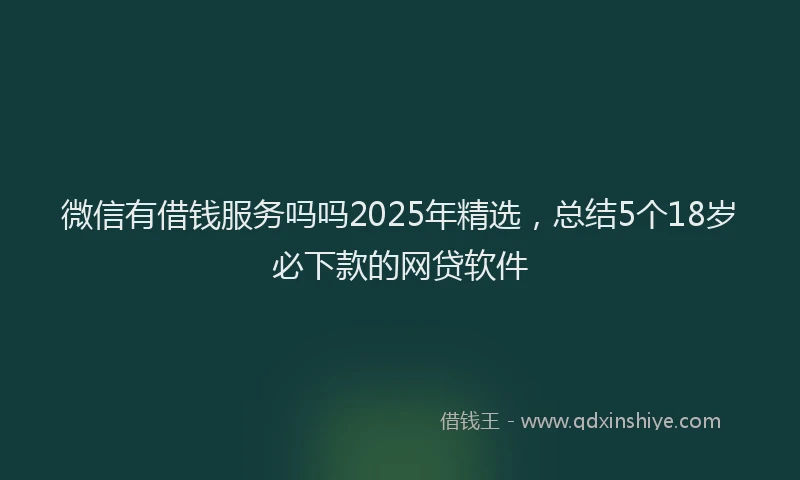 微信有借钱服务吗吗2025年精选，总结5个18岁必下款的网贷软件