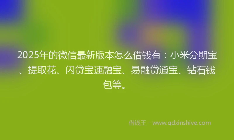 2025年的微信最新版本怎么借钱有：小米分期宝、提取花、闪贷宝速融宝、易融贷通宝、钻石钱包等。