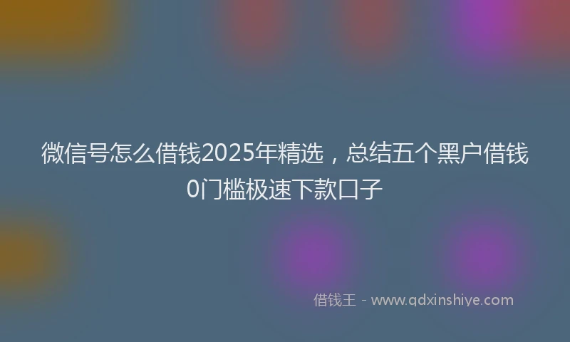 微信号怎么借钱2025年精选，总结五个黑户借钱0门槛极速下款口子