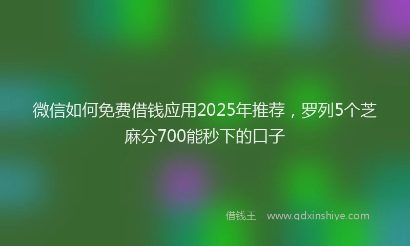 微信如何免费借钱应用2025年推荐，罗列5个芝麻分700能秒下的口子
