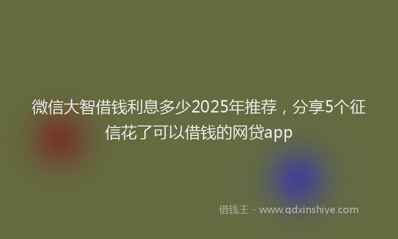 微信大智借钱利息多少2025年推荐，分享5个征信花了可以借钱的网贷app