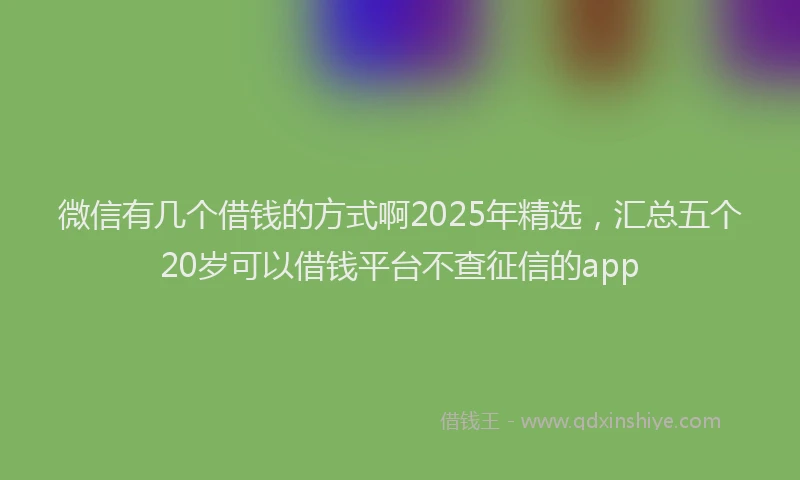 微信有几个借钱的方式啊2025年精选，汇总五个20岁可以借钱平台不查征信的app