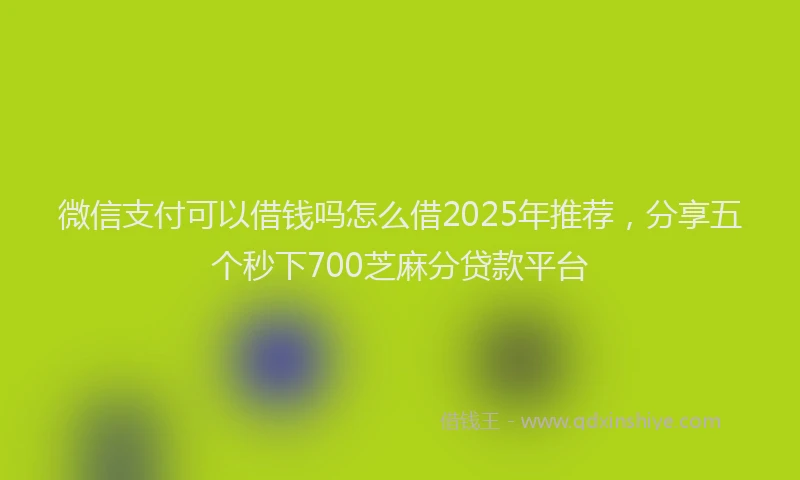 微信支付可以借钱吗怎么借2025年推荐，分享五个秒下700芝麻分贷款平台