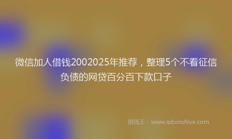 微信加人借钱2002025年推荐，整理5个不看征信负债的网贷百分百下款口子
