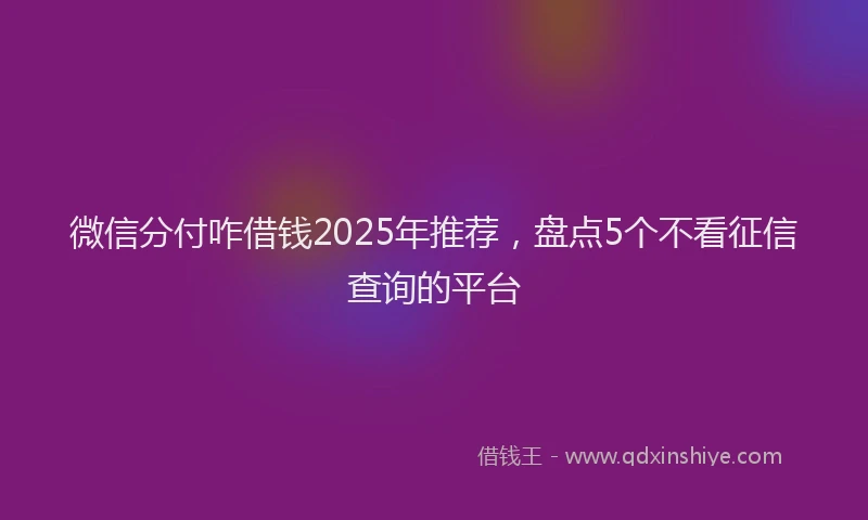 微信分付咋借钱2025年推荐，盘点5个不看征信查询的平台