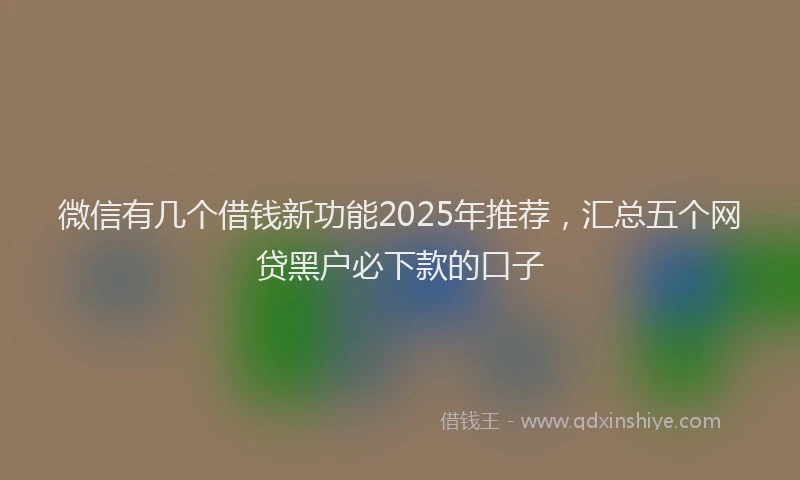 微信有几个借钱新功能2025年推荐，汇总五个网贷黑户必下款的口子