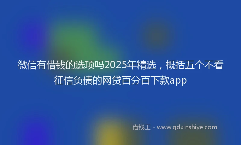 微信有借钱的选项吗2025年精选，概括五个不看征信负债的网贷百分百下款app