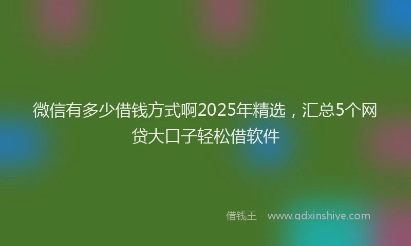 微信有多少借钱方式啊2025年精选，汇总5个网贷大口子轻松借软件