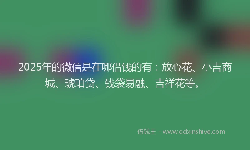 2025年的微信是在哪借钱的有：放心花、小吉商城、琥珀贷、钱袋易融、吉祥花等。
