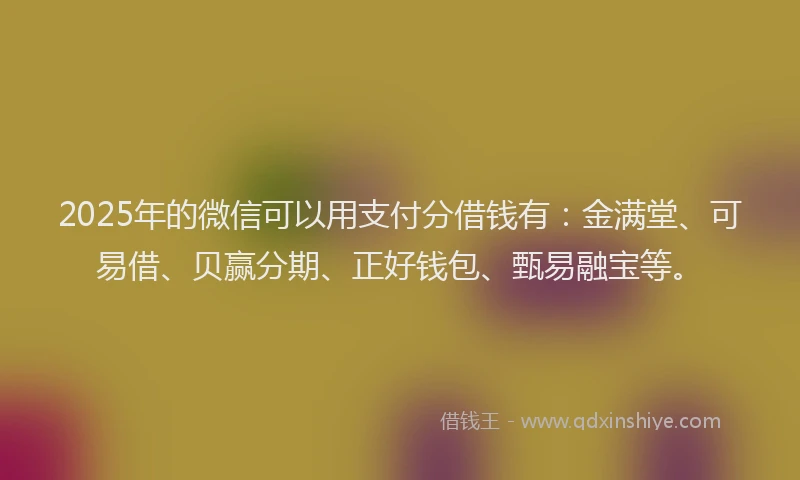 2025年的微信可以用支付分借钱有：金满堂、可易借、贝赢分期、正好钱包、甄易融宝等。