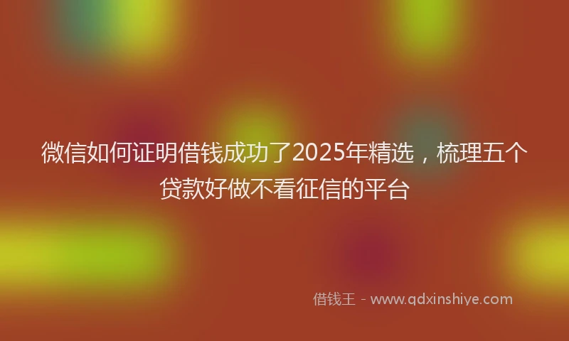 微信如何证明借钱成功了2025年精选，梳理五个贷款好做不看征信的平台