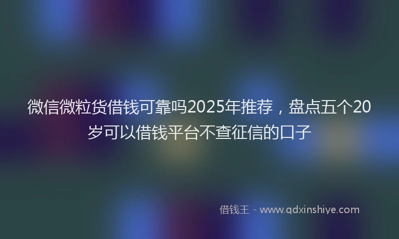 微信微粒货借钱可靠吗2025年推荐，盘点五个20岁可以借钱平台不查征信的口子