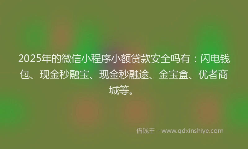 2025年的微信小程序小额贷款安全吗有：闪电钱包、现金秒融宝、现金秒融途、金宝盒、优者商城等。
