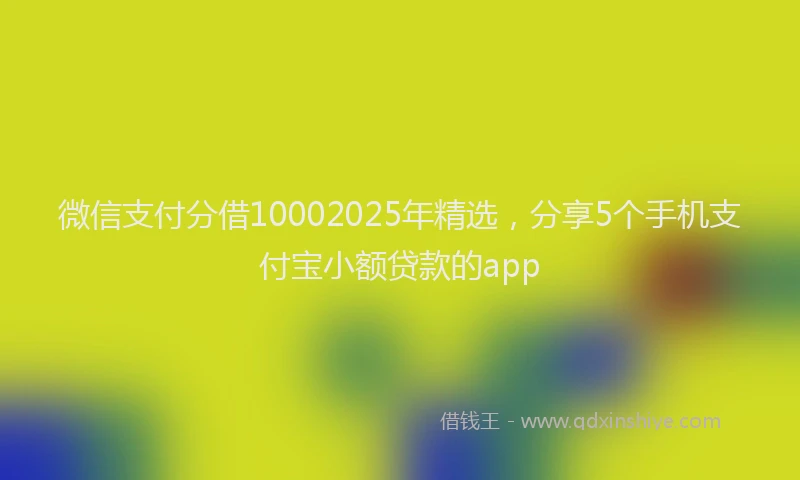 微信支付分借10002025年精选，分享5个手机支付宝小额贷款的app