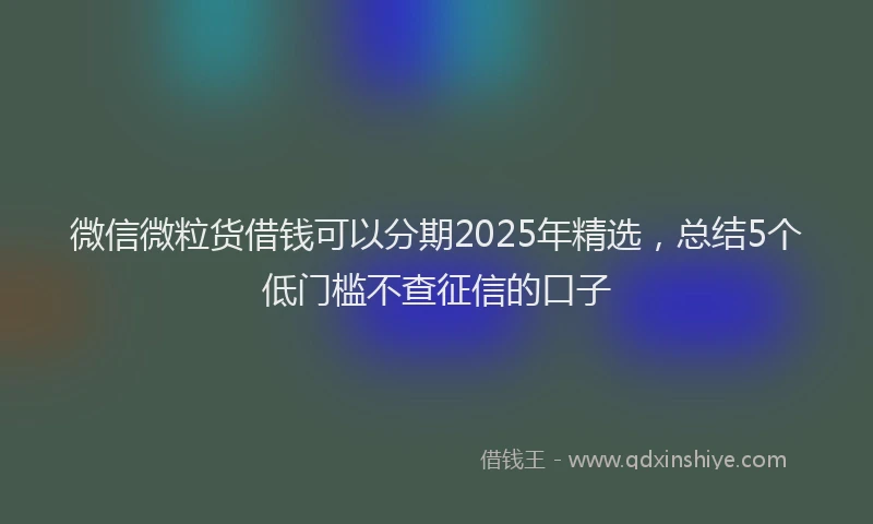 微信微粒货借钱可以分期2025年精选，总结5个低门槛不查征信的口子