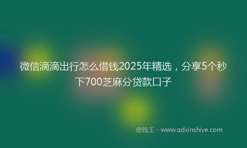 微信滴滴出行怎么借钱2025年精选，分享5个秒下700芝麻分贷款口子