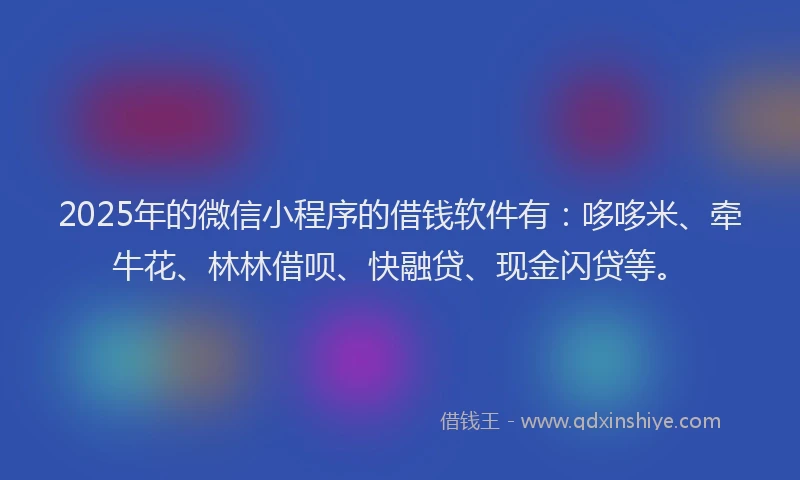 2025年的微信小程序的借钱软件有：哆哆米、牵牛花、林林借呗、快融贷、现金闪贷等。